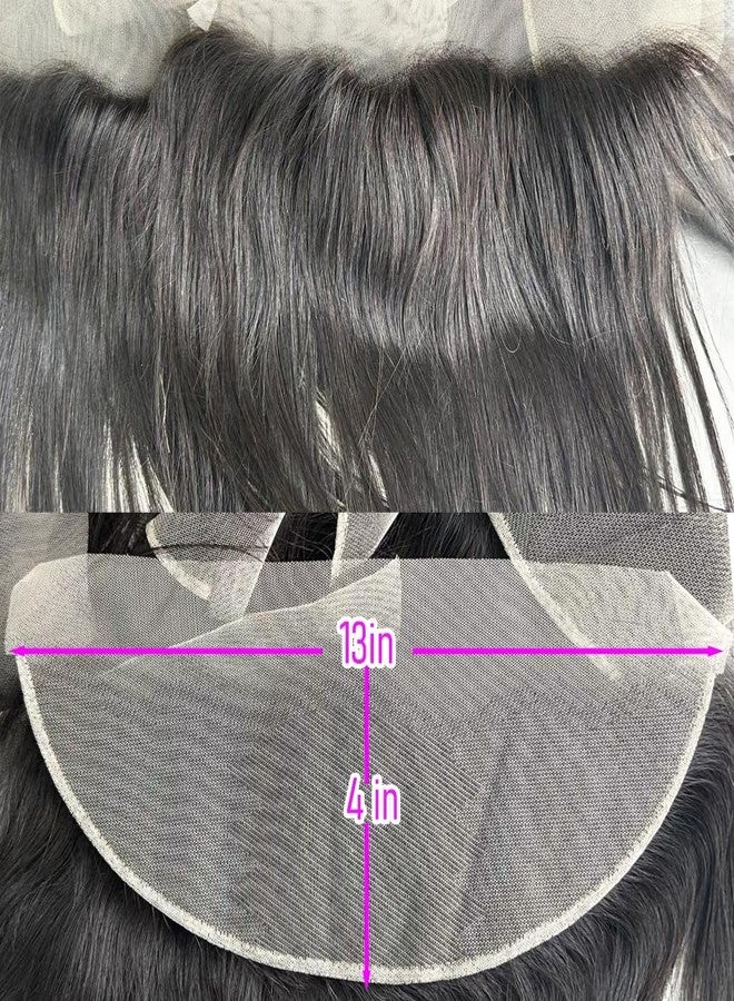 CHEEON 13x4 Transparent HD Lace Frontal 14 Inch Brazilian Deep Wave Lace Frontal Closure Human Hair 100% Unprocessed Virgin Human Hair Frontals Pre Plucked with Baby Hair 150% Density Natural Black - Image 3